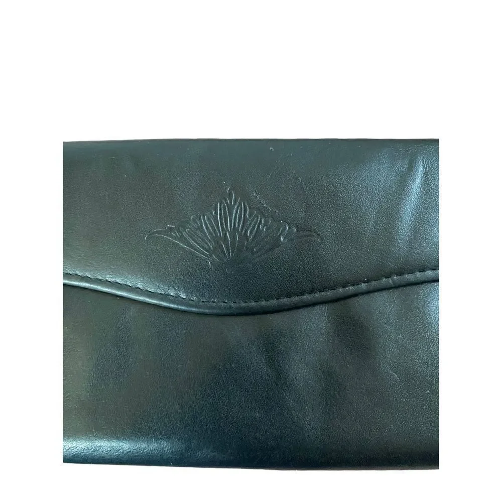 Vintage, Buxton, women’s, genuine, leather twofold, wallet, black, coin, purse